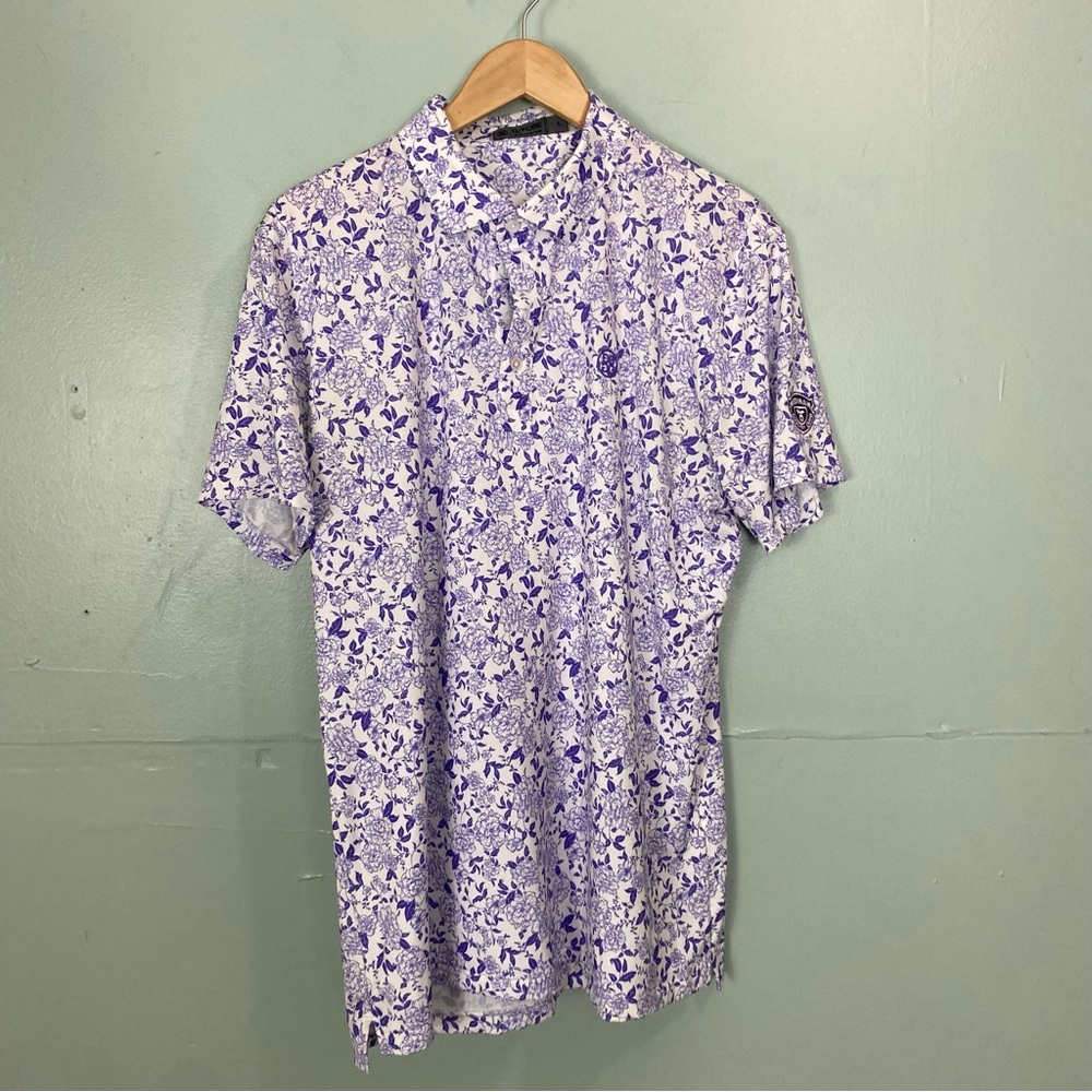G/Fore Purple White Floral Polo Large